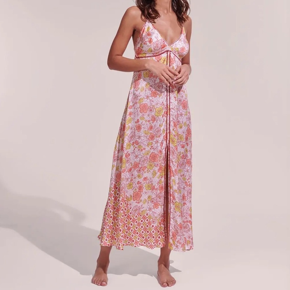 Poupette St. Barth Pink and White Floral Maxi Dress